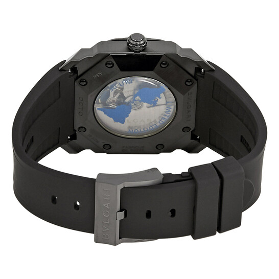 Bvlgari Octo Black Lacquered Polished Dial Black Rubber