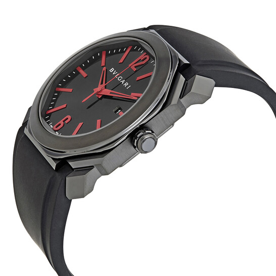 B.Cꕤ︎︎·͜· Bvlgari Octo Ultranero Black Dial Automatic Men's Watch 102738