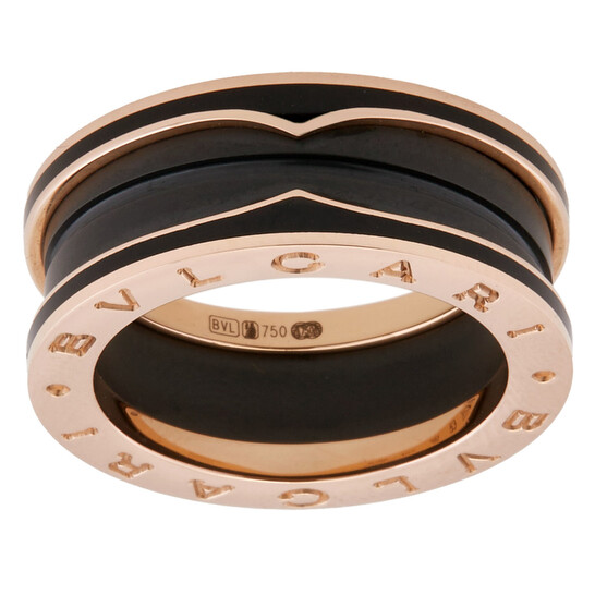 Bvlgari Rose Gold and Ceramic B.zero1 Ring, Size 52 357756