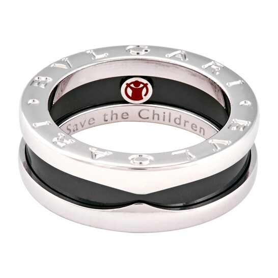Bvlgari Save The Children Sterling Silver And Black Ceramic 1-Band