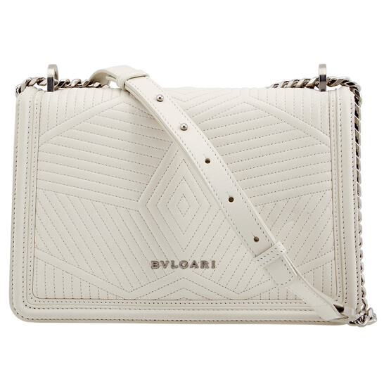Bvlgari Serpenti Diamond Blast Shoulder Bag- White Agate