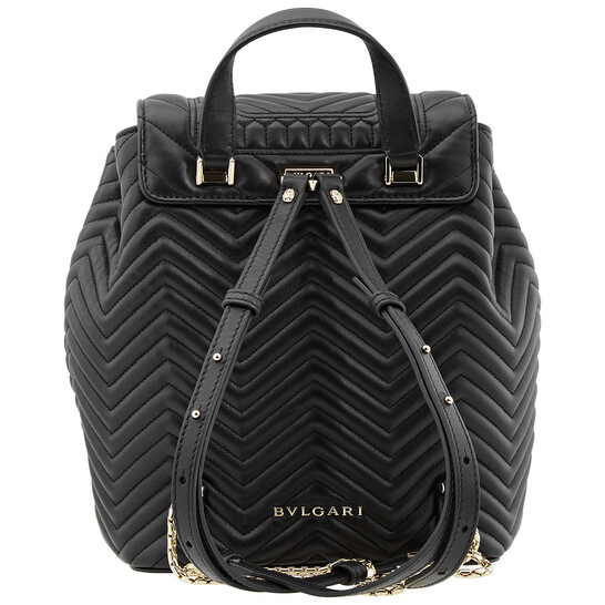 Bvlgari Serpenti Forever Black Quilted Nappa Leather Backpack 