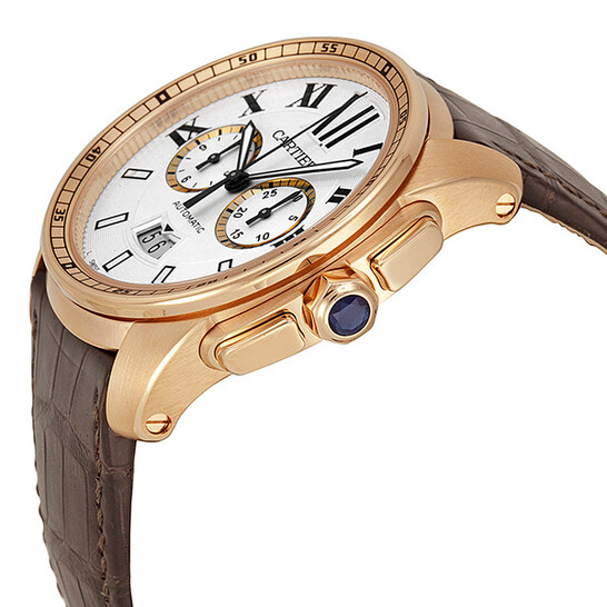 Cartier Calibre de Cartier 18kt Rose Gold Chronograph Automatic Silver Dial Men's Watch W7100044 - 546x546 Image #2