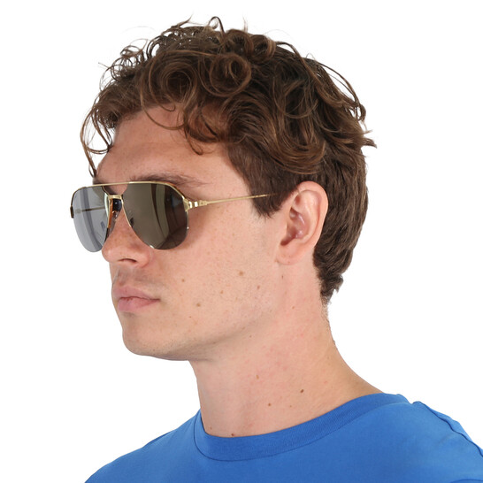 Cartier Santos de Cartier Gold Flash Pilot Men's Sunglasses