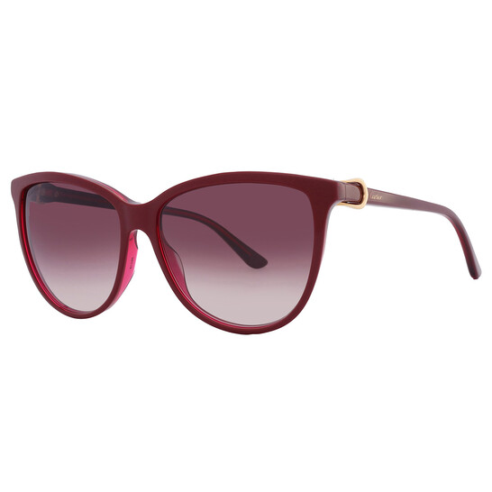 Cartier C Decor Red Gradient Cat Eye Ladies Sunglasses