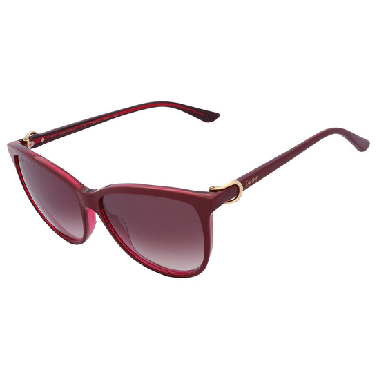 Cartier C Decor Red Gradient Cat Eye Ladies Sunglasses