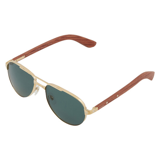 Cartier Santos de Cartier Polarized Green Pilot Men's Sunglasses