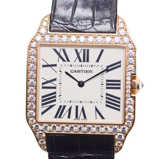 Cartier Santos-Dumont Diamond Bezel Manual Wind 18 kt Rose Gold
