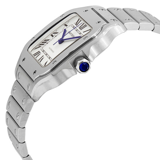 Cartier Santos Medium Model Silvered Opaline Dial Men's Watch