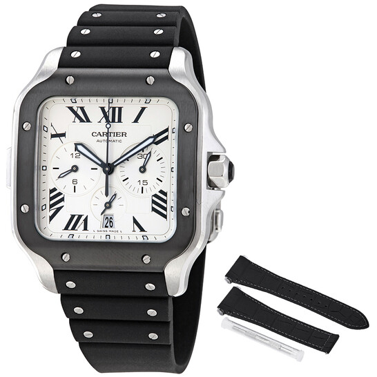 Cartier Santos XL Chronograph Silver Dial Men's Watch WSSA0017