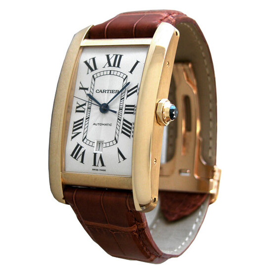 Cartier Tank Americaine Silver Dial 18kt Yellow Gold Brown Leather Men's Watch W2609756 Cartier Tank Americaine Silver Dial 18kt Yellow Gold Brown Leather Men's Watch W2609756 - 546x546
