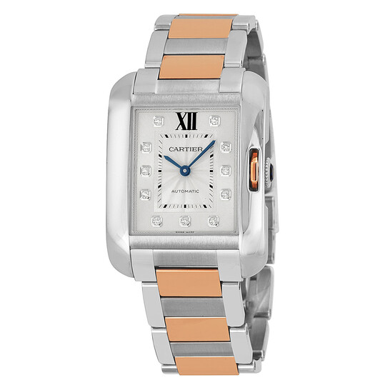 Cartier Tank Anglaise Automatic Silver Dial Ladies Watch WT100025