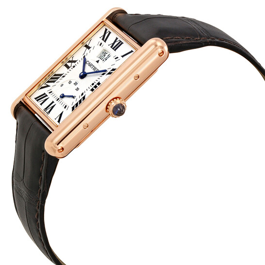 Cartier Tank Louis Silver Dial 18k Rose Gold Brown Leather Mechanical Men's Watch W1560003 - 546x546 Image #2