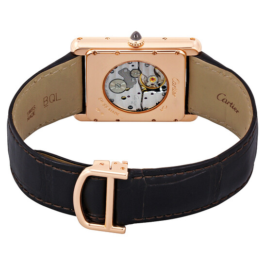 Cartier Tank Louis Silver Dial 18k Rose Gold Brown Leather Mechanical Men's Watch W1560003 - 546x546 Image #3