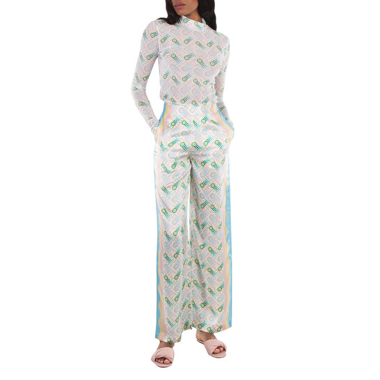 Casablanca Ladies Multicolor Ping Pong Monogram Print Top