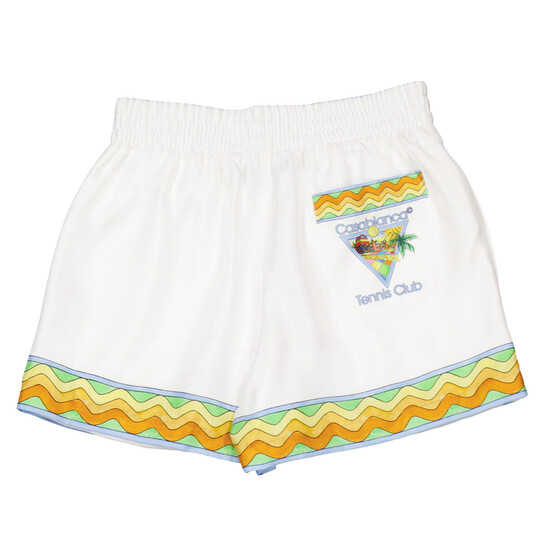 Casablanca Ladies White Afro Cubism Silk Shorts, Brand Size