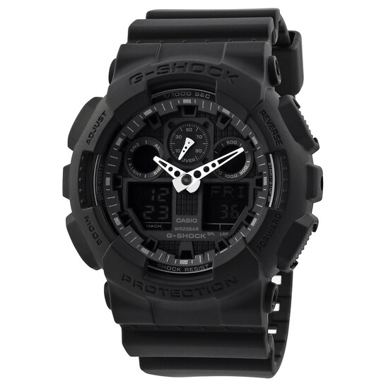 Casio G-Shock Perpetual Alarm World Time Chronograph Quartz Analog-Digital  Black Dial Men's Watch GA-100-1A1