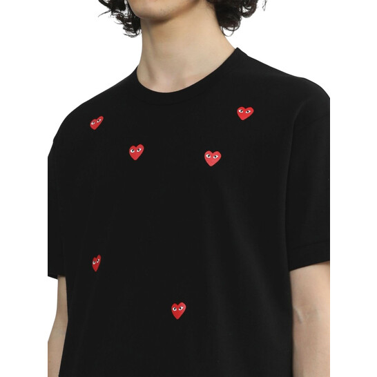 Comme Des Garcons Play Scattered Hearts Cotton T-Shirt, Size