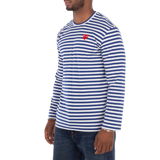 Comme Des Garcons Cdg Play Striped Heart Emblem Long-Sleeve
