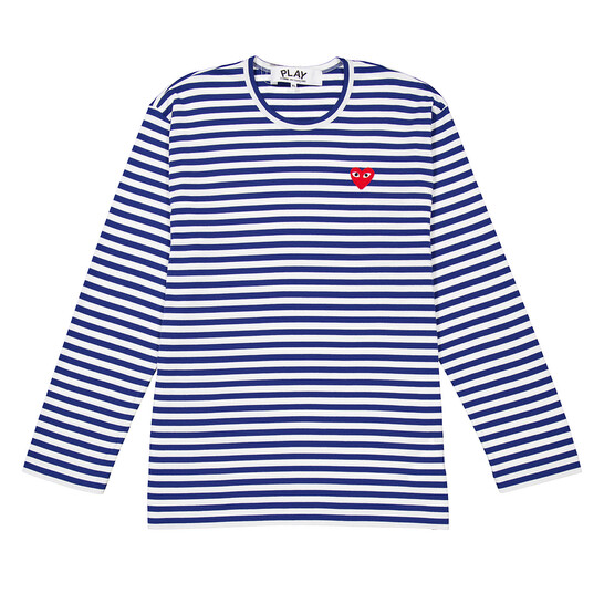 Comme Des Garcons Cdg Play Striped Heart Emblem Long-Sleeve