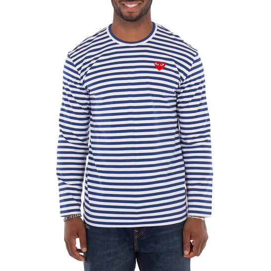 Comme Des Garcons Cdg Play Striped Heart Emblem Long-Sleeve Comme Des Garcons Cdg Play Striped Heart Emblem Long-Sleeve