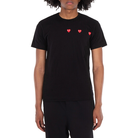 Comme Des Garcons Cdg Play Triple Heart Short-Sleeve T-Shirt, Size - Main Image