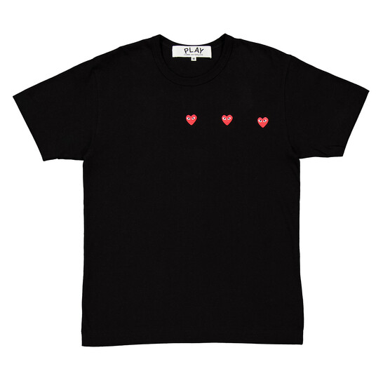 Comme Des Garcons Cdg Play Triple Heart Short-Sleeve T-Shirt, Size