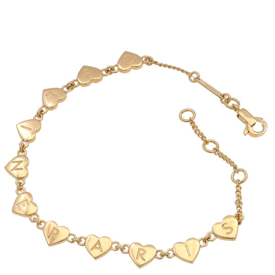 Celine Gold Heart Logo Charm Bracelet 460SY6BRA.35OR