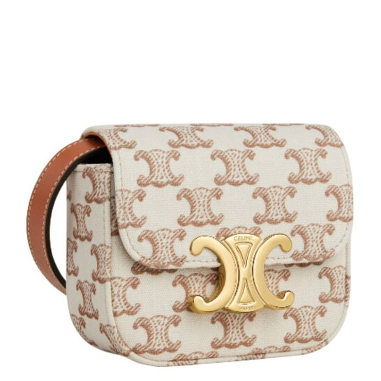 Celine Mini Claude In Textile With Triomphe Print And