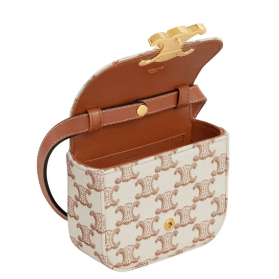 CELINE｜ (MINI CLAUDE IN TEXTILE WITH TRIOMPHE PRINT AND Celine Mini Claude In Textile With Triomphe Print And