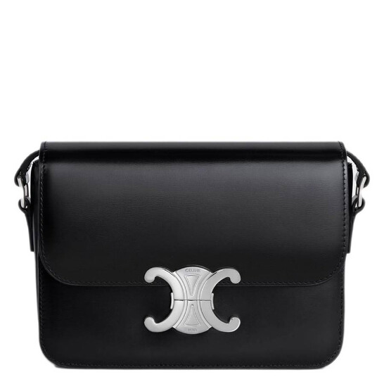 Celine Shiny Calfskin Teen Triomphe Bag In Black 188423BF4