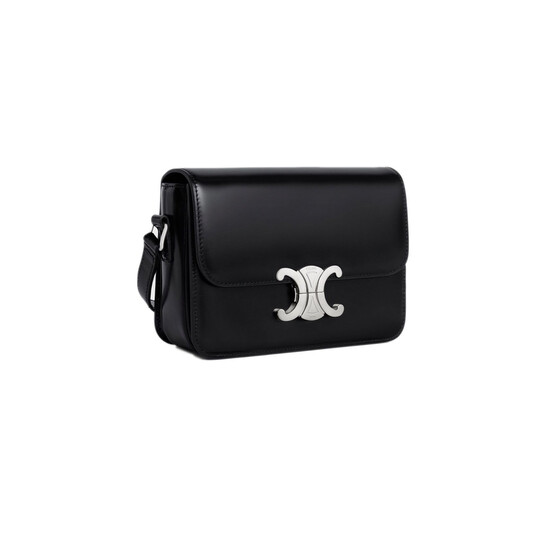 Celine Shiny Calfskin Teen Triomphe Bag In Black 188423BF4