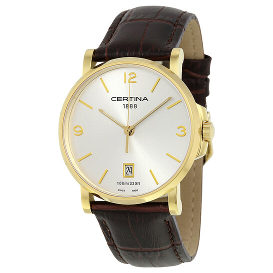 Certina DS Caimano Quartz Silver Dial Brown Leather Men's Watch C0174103603700 - 546x546