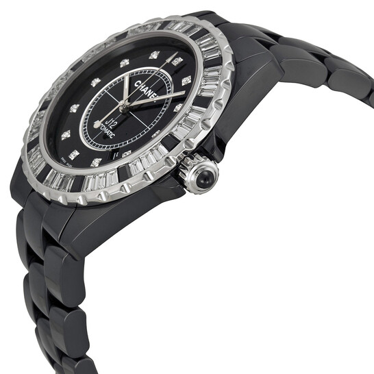 Chanel J12 Automatic Black Diamond Dial Black Ceramic Men's Watch