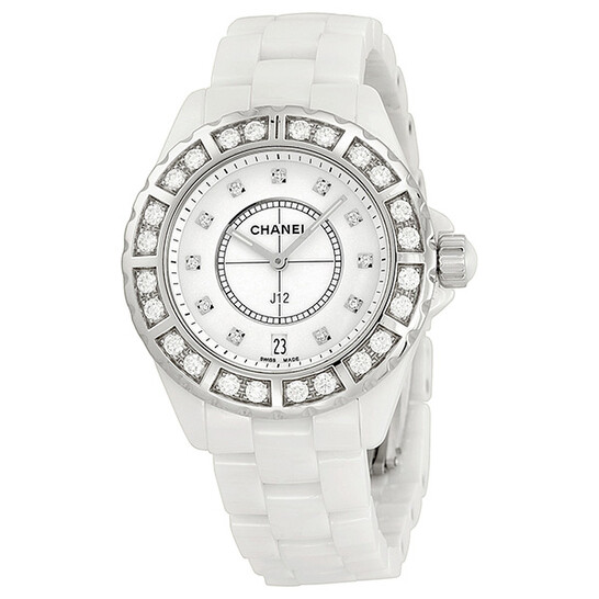 Chanel J12 Diamond Bezel White Ceramic Unisex Watch H2430 - 546x546