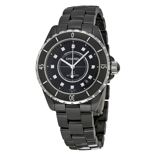 Chanel J12 Diamonds Black Dial Unisex Watch H1626 3599590378837