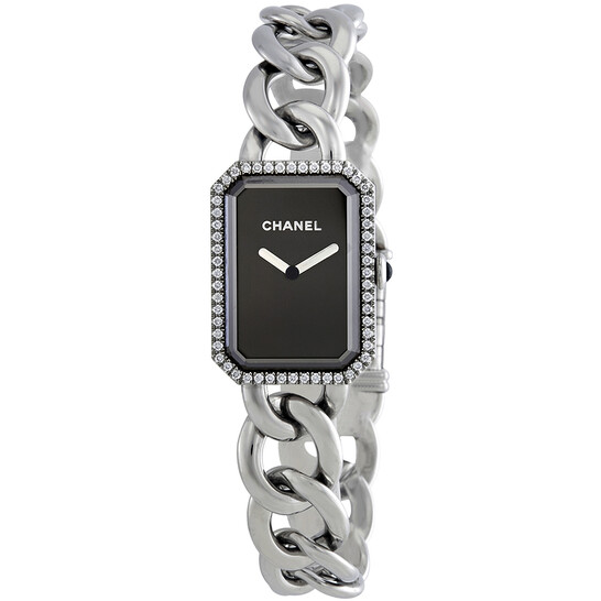 Chanel Premiere Black Dial Stainless Steel Diamond Ladies Watch