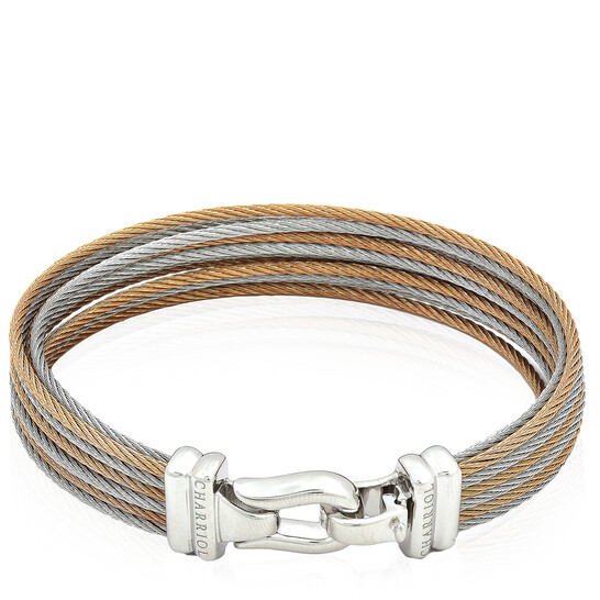 Charriol Brilliant Steel and Rose PVD Cable Bangle, Size S 04-921