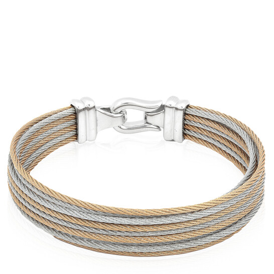 Charriol Brilliant Steel and Rose PVD Cable Bangle, Size S