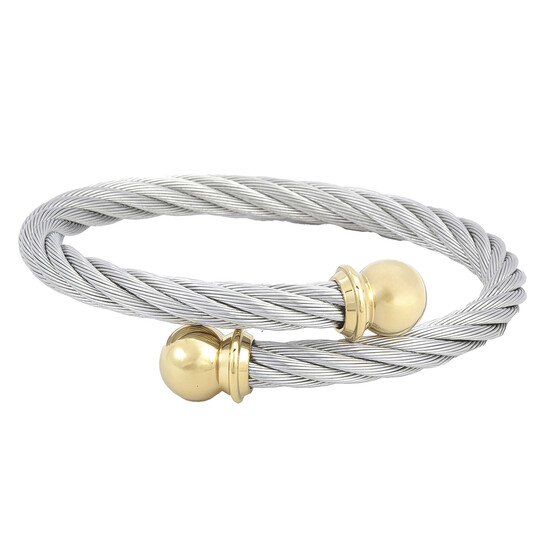 Charriol Celtic Stainless Steel Yellow Gold PVD Cable Bangle, Size M
