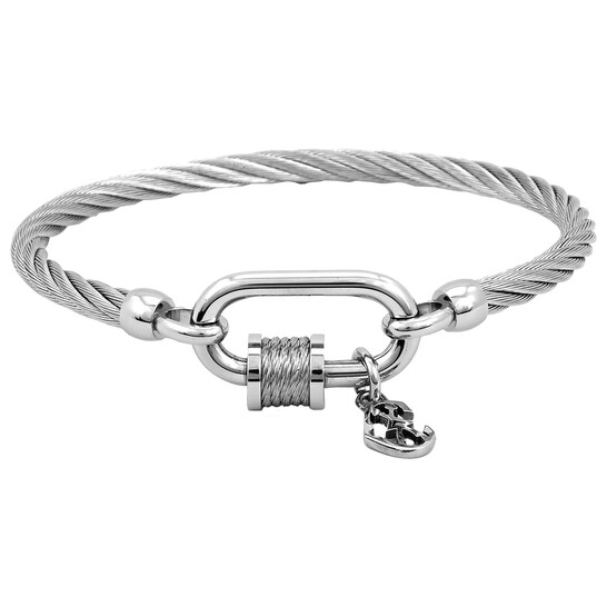 Charriol Forever Lock Stainless Steel Cable Bangle, Size M 04-101