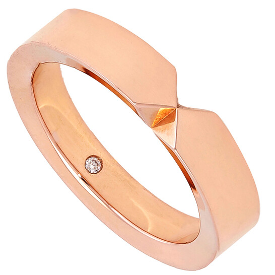 CHAUMET ローズゴールド リング Chaumet 18k Rose Gold Triomphe De Chaumet Diamond Wedding Band