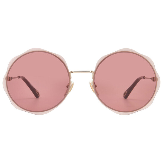 Chloe Burgundy Round Ladies Sunglasses CH0202S 003 61