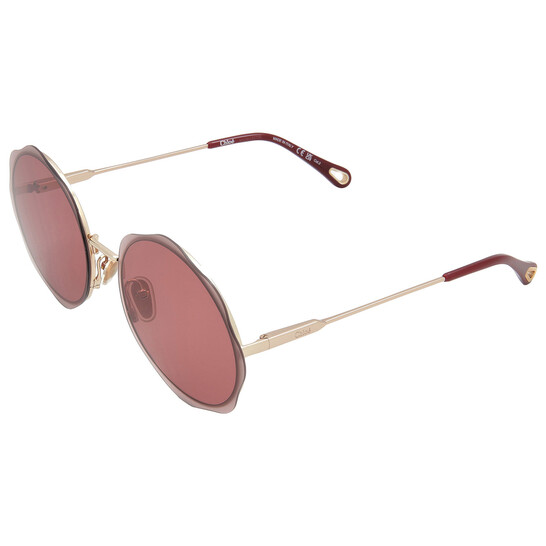Chloé Burgundy Round Ladies Sunglasses CH0202S 003 61 889652451855