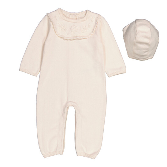 Chloe Floral-Embroidered Knitted Babygrow Set, Size 9M - 546x546