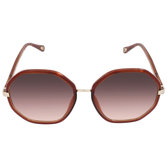 Chloé Gradient Red Brown Geometric Ladies Sunglasses  display picture 2