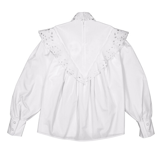 Chloe Ladies White Cotton Poplin High-Neck Shirt - 546x546 Image #6