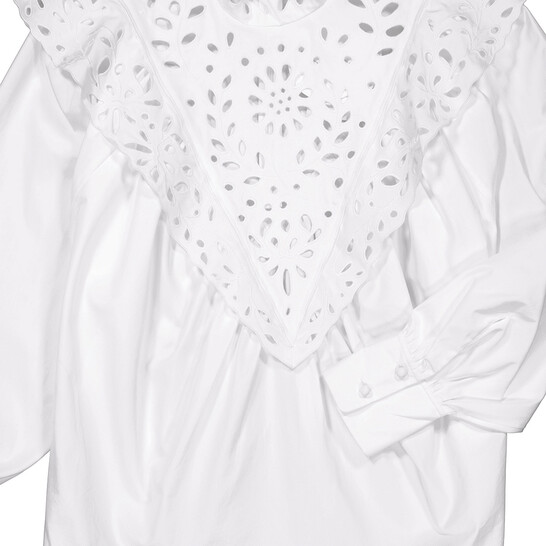 Chloe Ladies White Cotton Poplin High-Neck Shirt - 546x546 Image #7