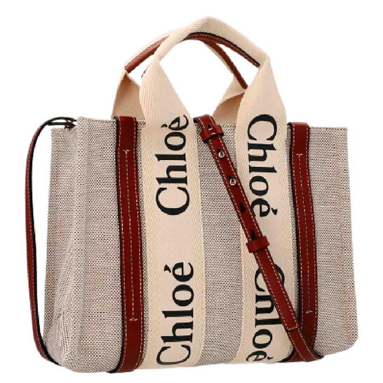 Chloé Mini Woody Linen Logo Tote Bag CHC22AP237I2690U