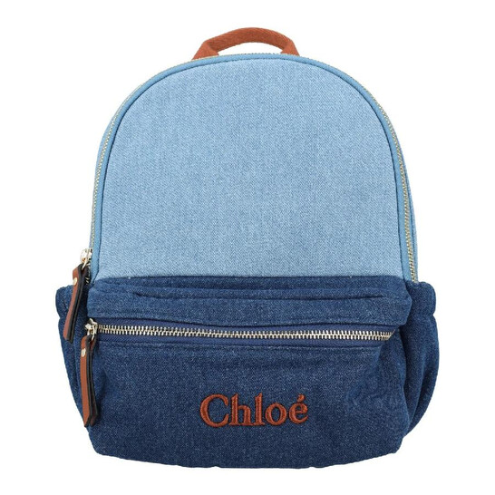 Chloé Two Tone Logo Embroidered Cotton Backpack C20280-Z10